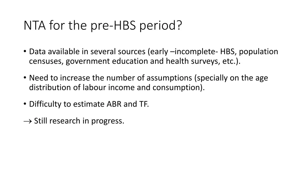 nta for the pre hbs period