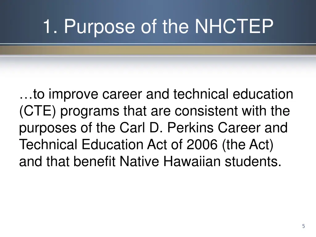 1 purpose of the nhctep