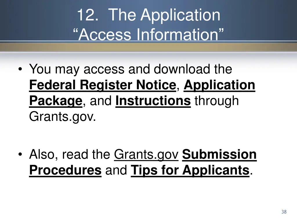 12 the application access information