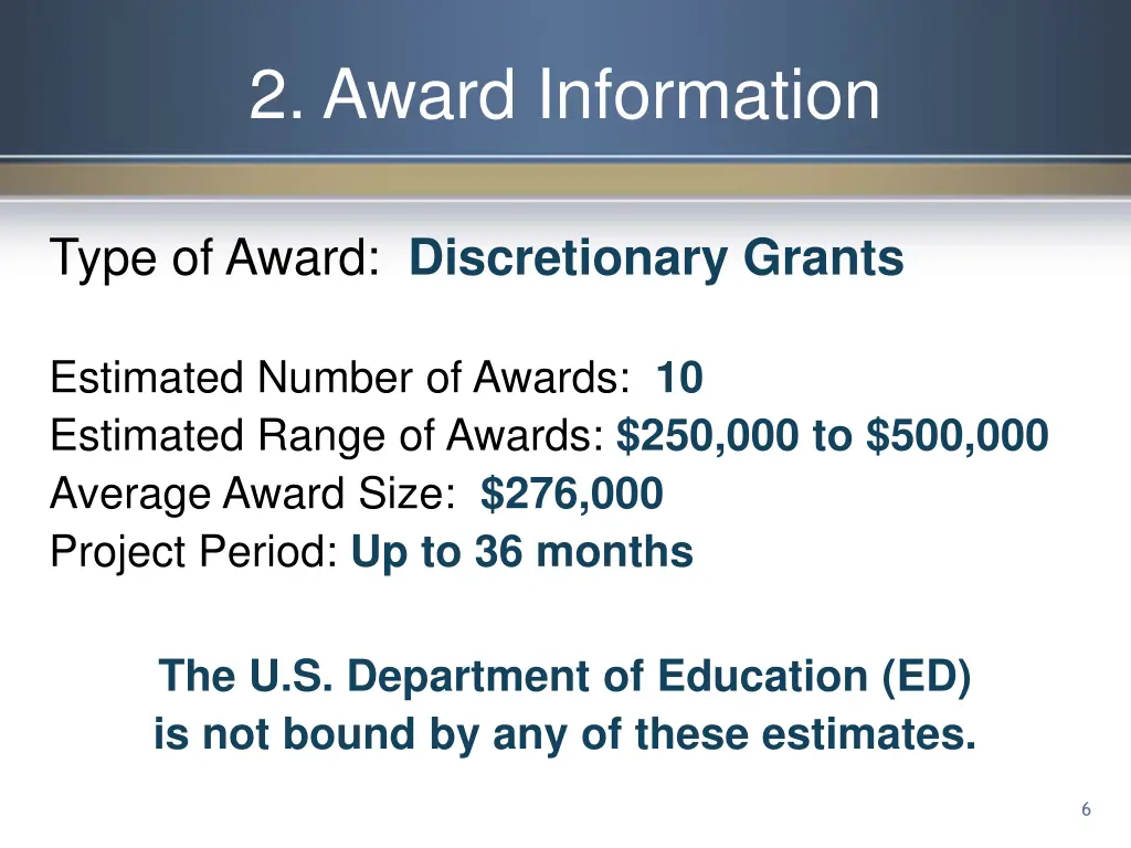 2 award information
