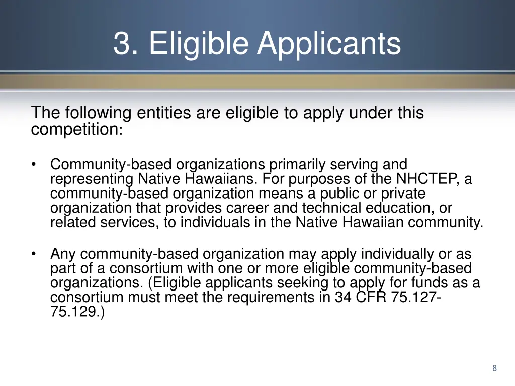 3 eligible applicants