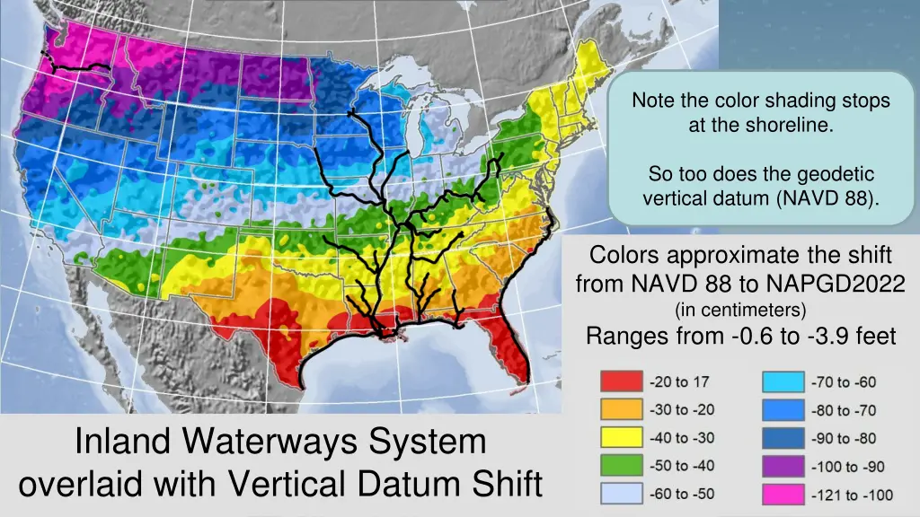 note the color shading stops at the shoreline