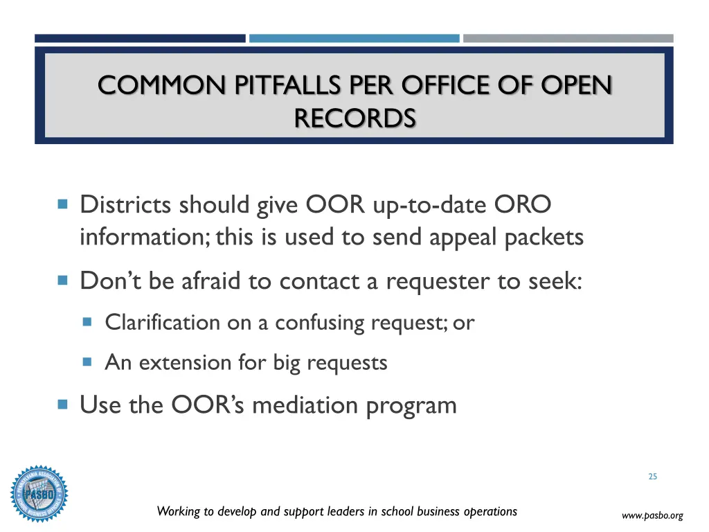 common pitfalls per office of open records