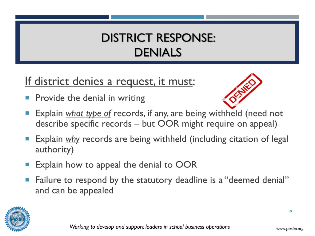 district response denials
