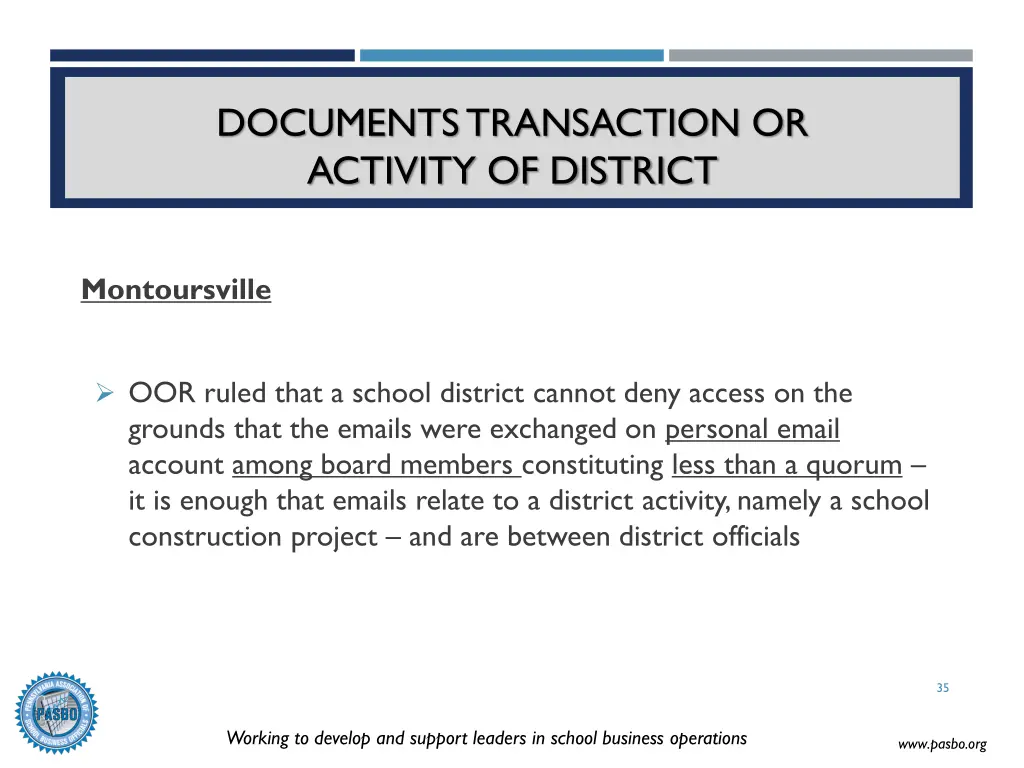 documents transaction or activity of district 4