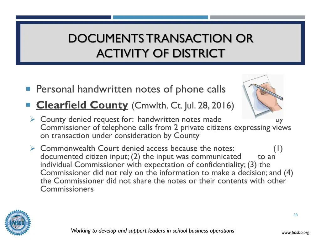 documents transaction or activity of district 7