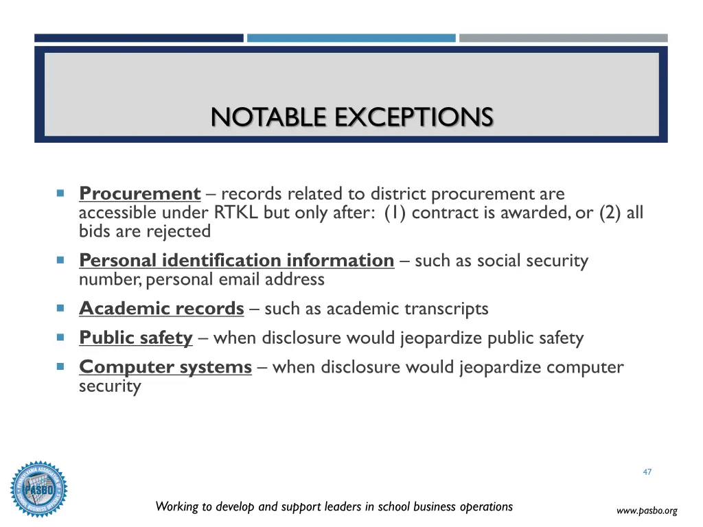 notable exceptions
