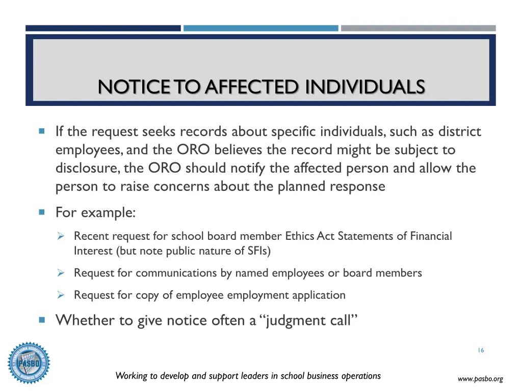 notice to affected individuals