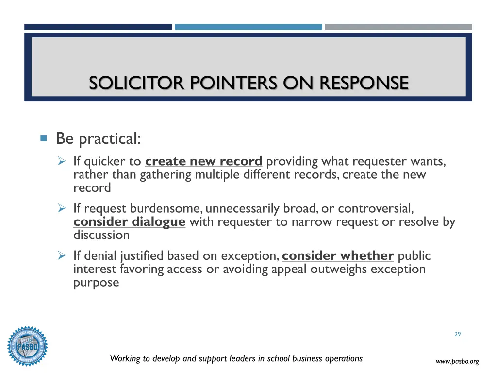 solicitor pointers on response 1