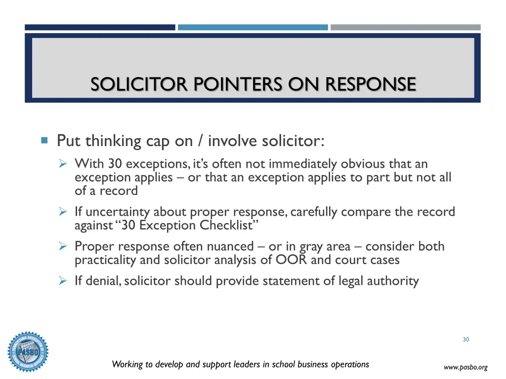 solicitor pointers on response 2