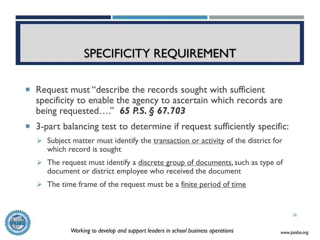 specificity requirement