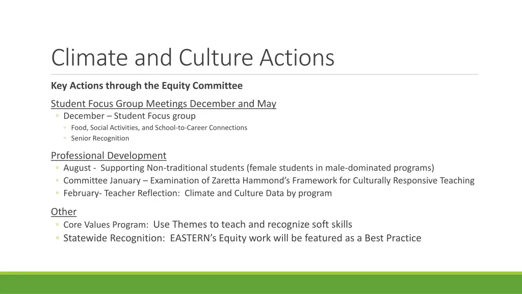 climate and culture actions