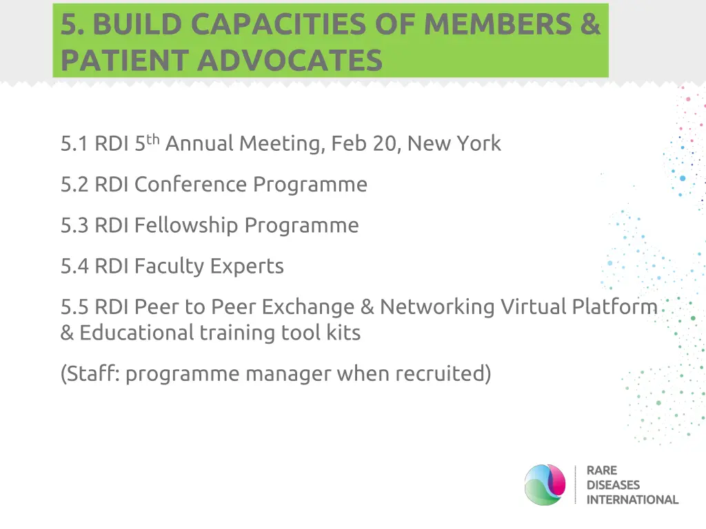5 build capacities of members patient advocates