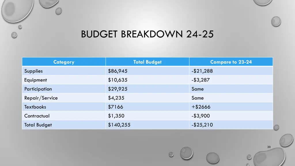 budget breakdown 24 25