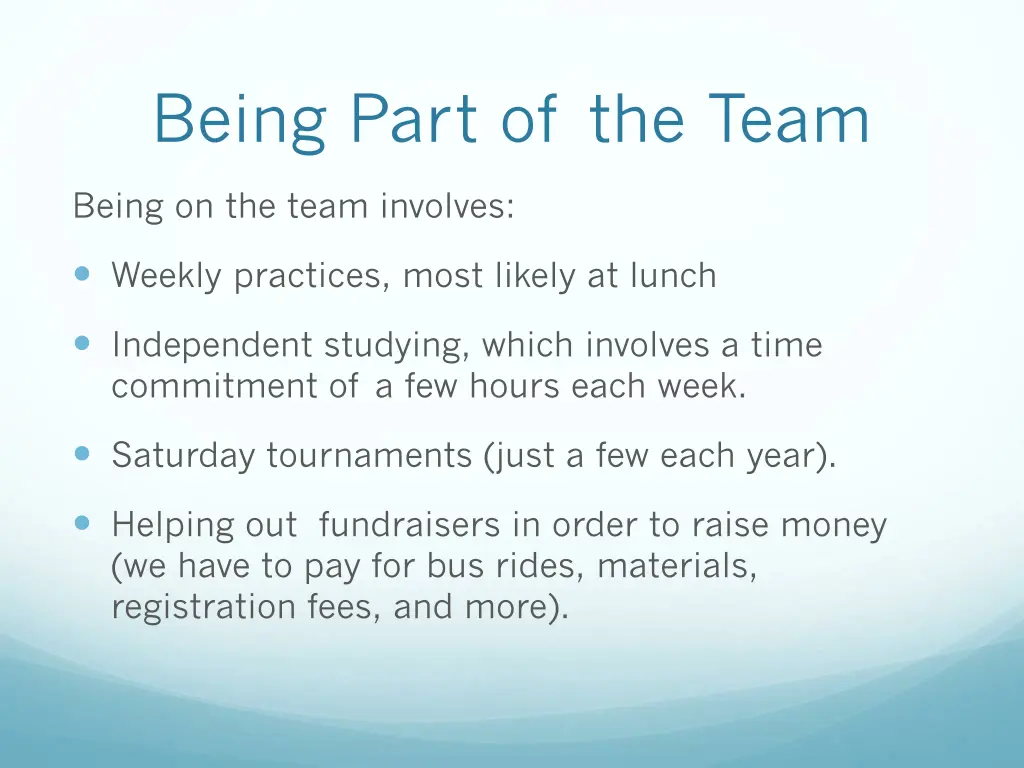 being part of the team