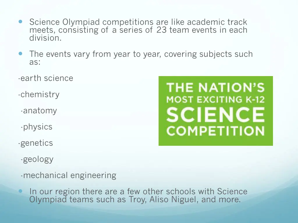 science olympiad competitions are like academic