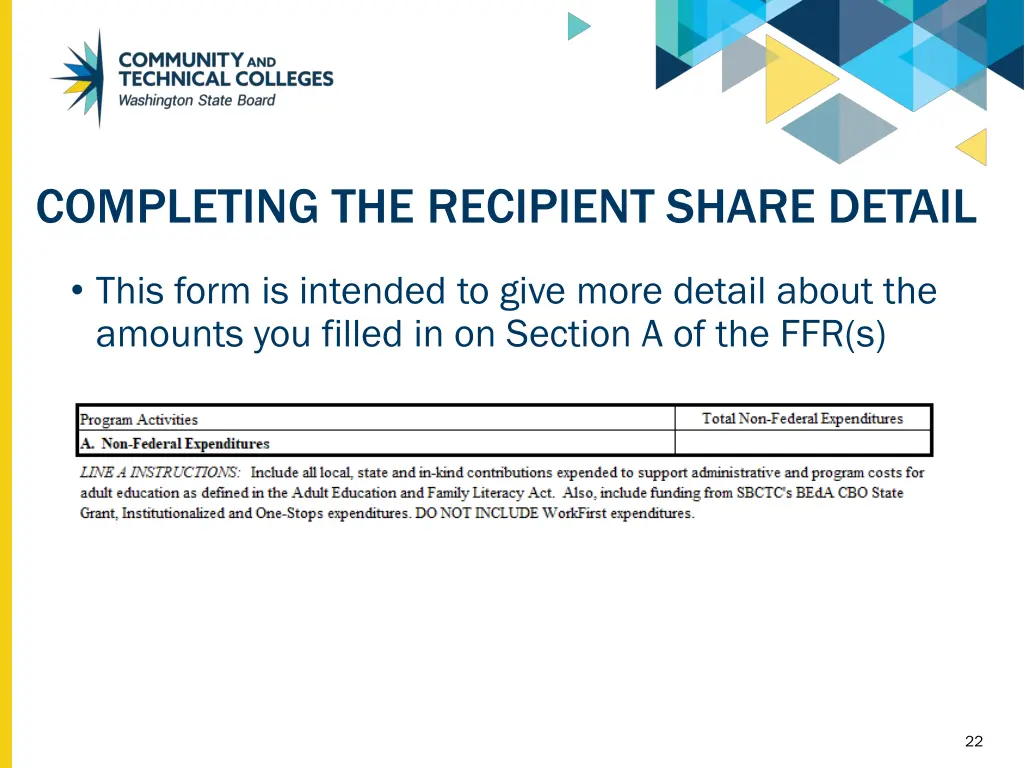 completing the recipient share detail