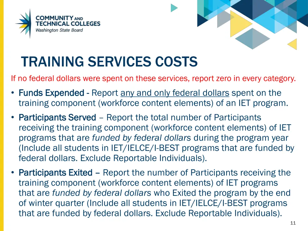 training services costs