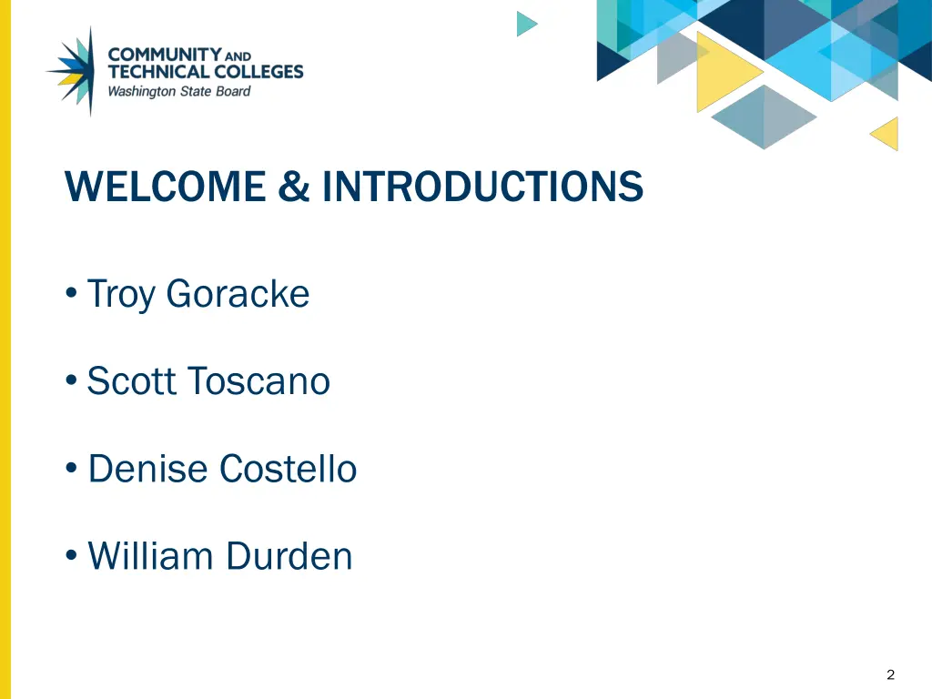 welcome introductions