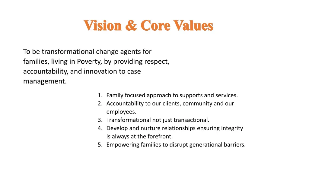 vision core values