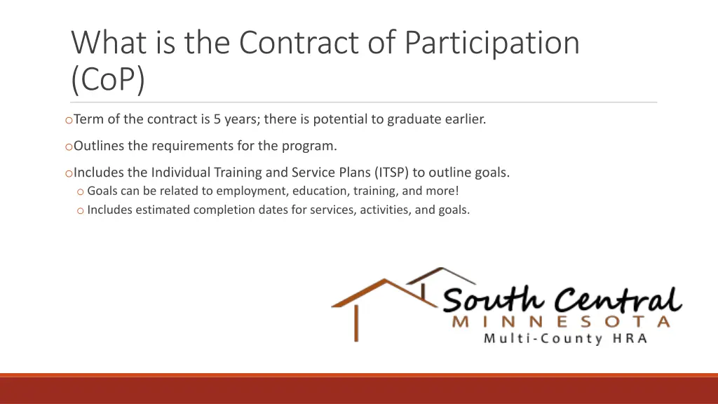 what is the contract of participation cop
