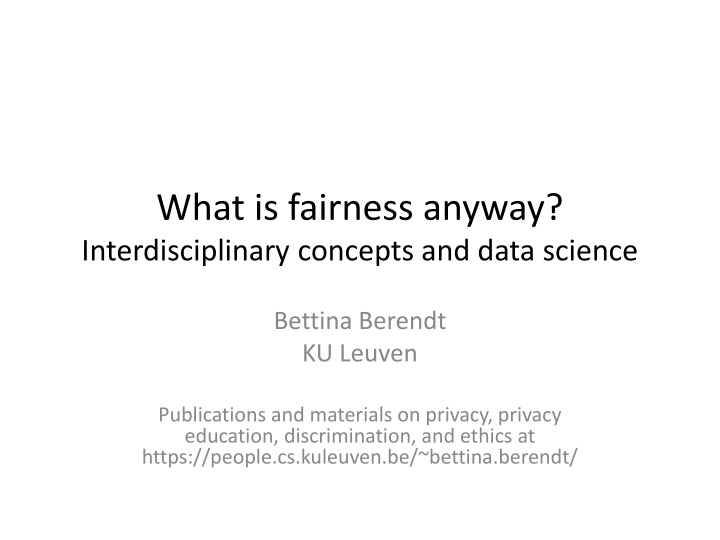 what is fairness anyway interdisciplinary