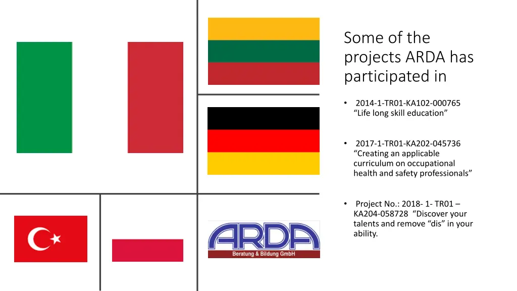 some of the projects arda has participated in