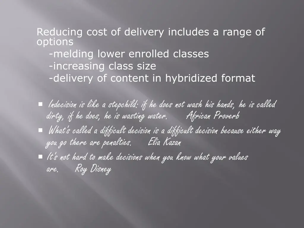 reducing cost of delivery includes a range