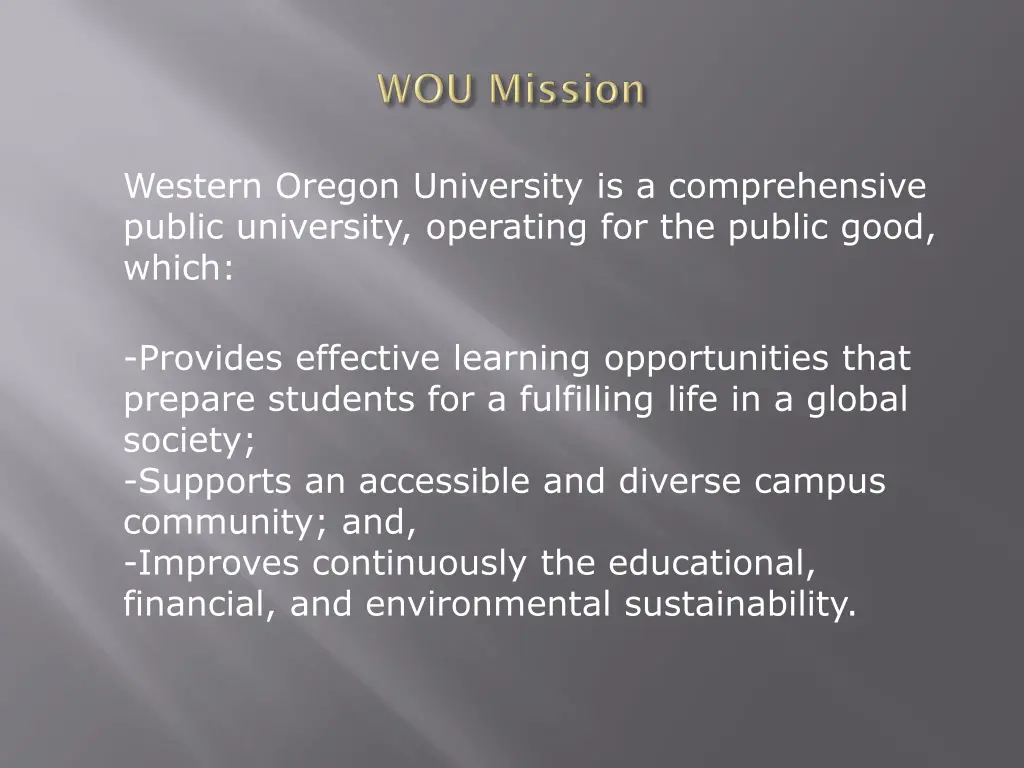 western oregon university is a comprehensive