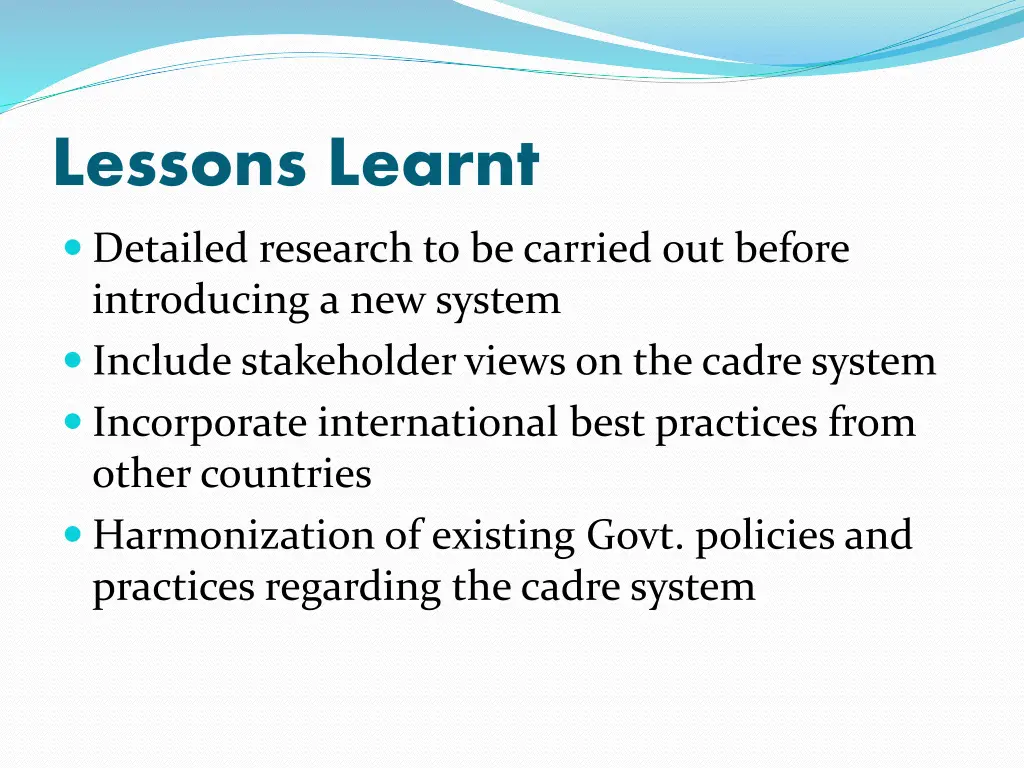 lessons learnt