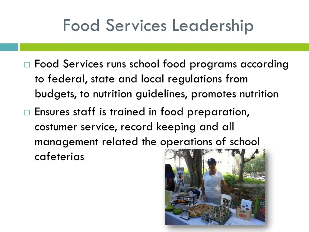 food services leadership