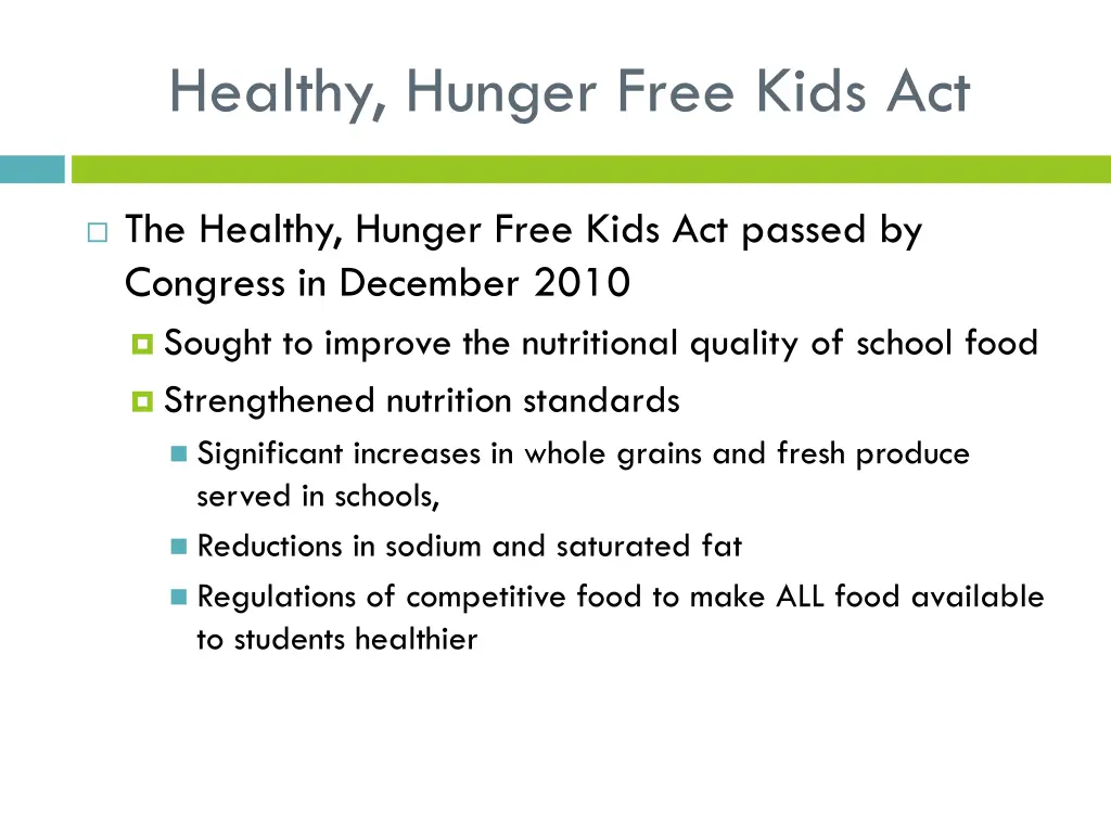 healthy hunger free kids act