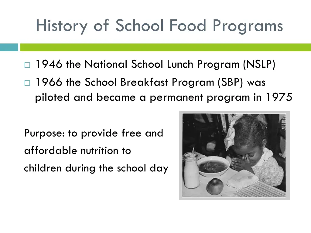 history of school food programs