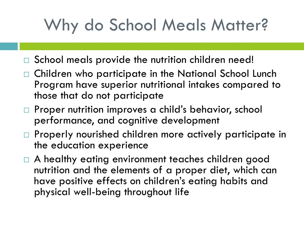 why do school meals matter