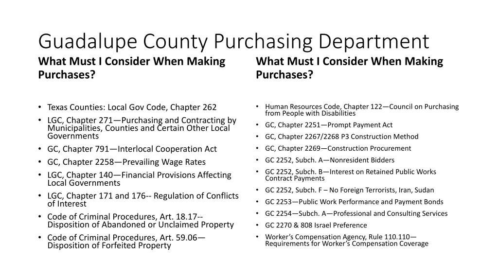 guadalupe county purchasing department what must