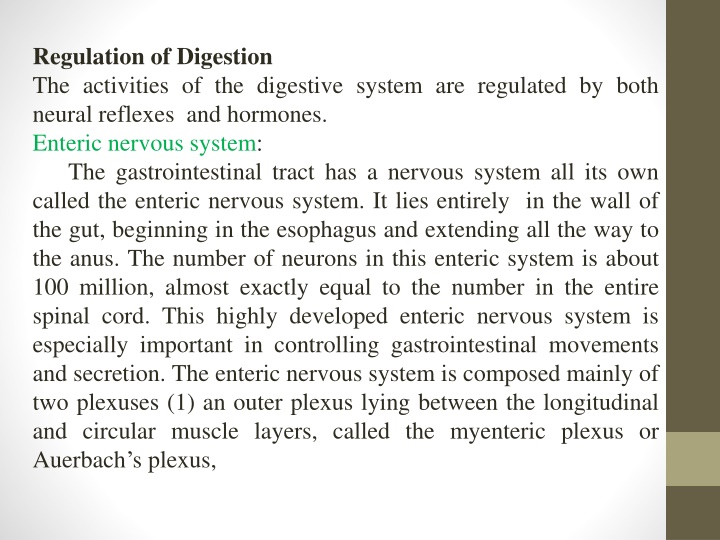 regulation of digestion the activities