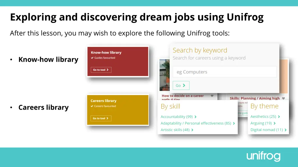 exploring and discovering dream jobs using unifrog