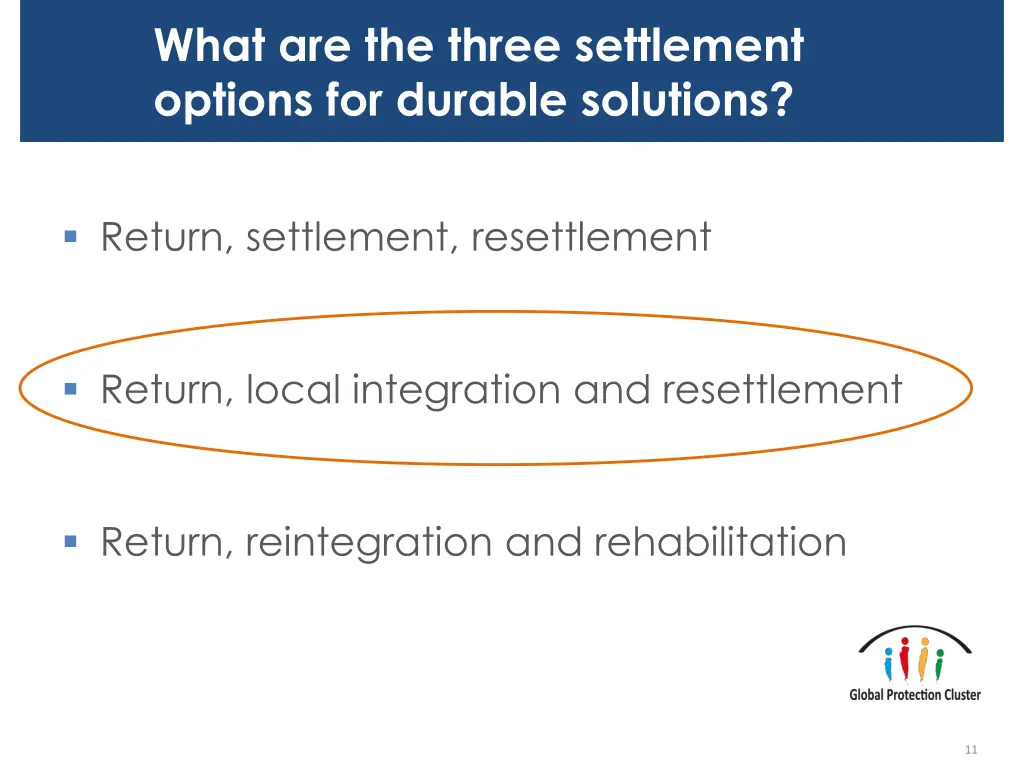 what are the three settlement options for durable