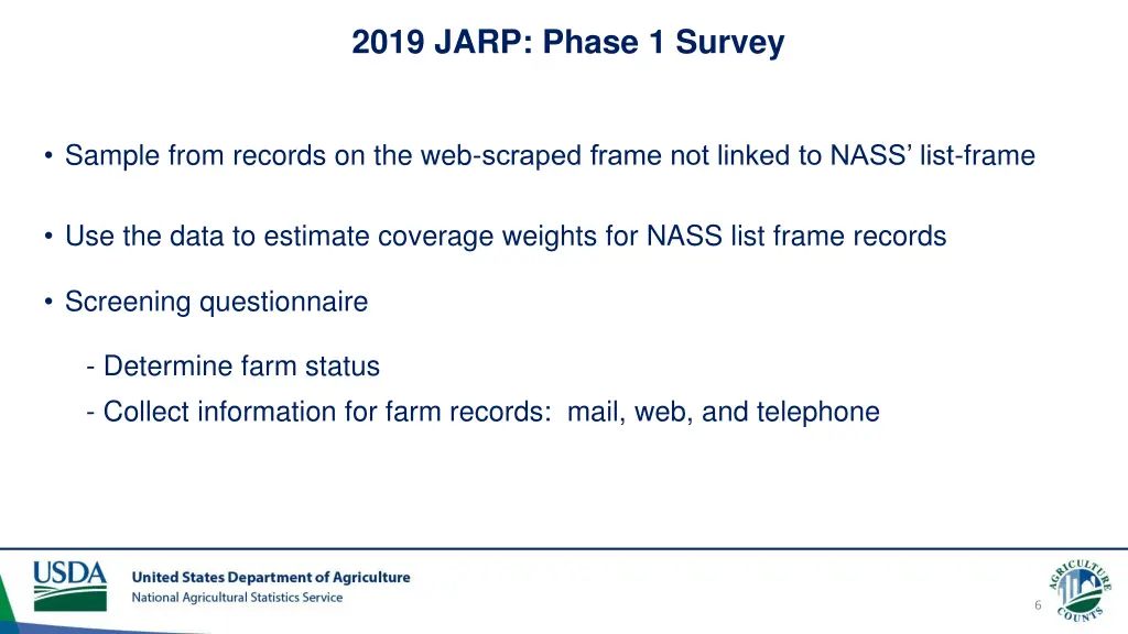 2019 jarp phase 1 survey