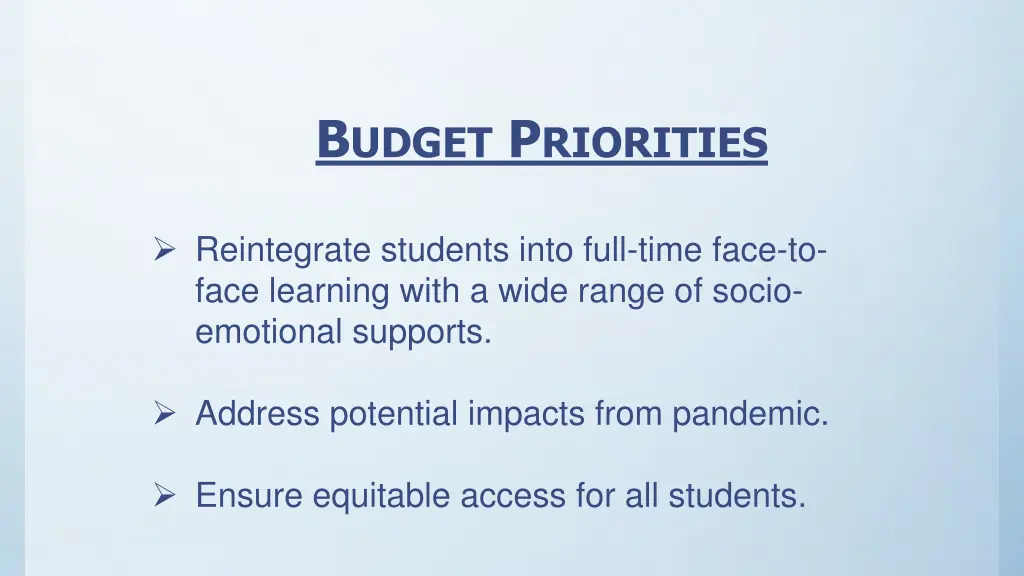 b udget p riorities