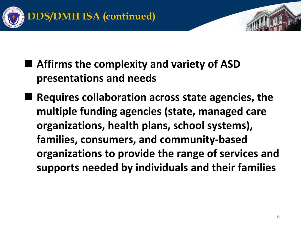 dds dmh isa continued