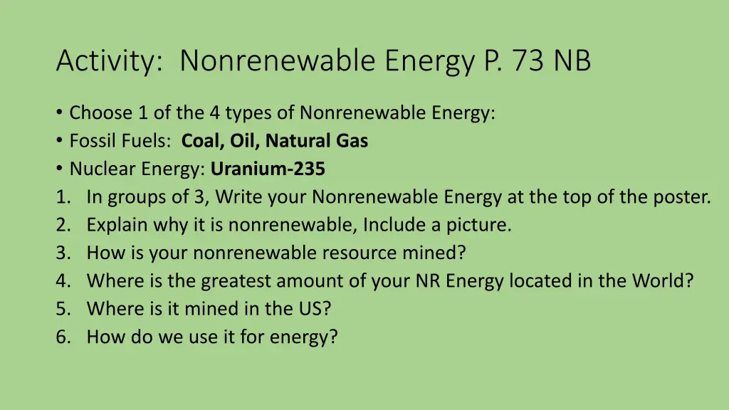 activity nonrenewable energy p 73 nb