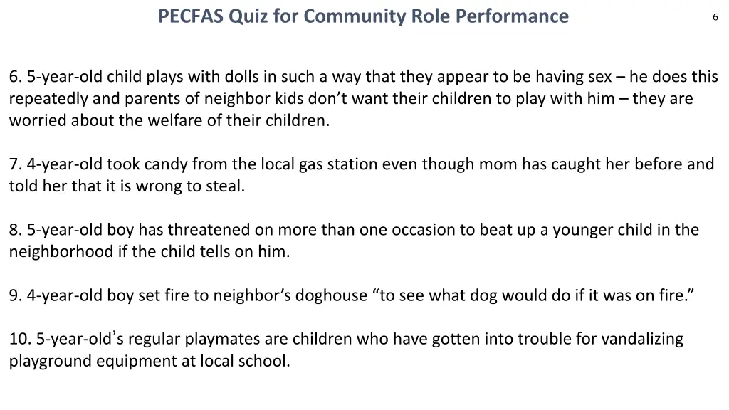 pecfas quiz for community role performance 1