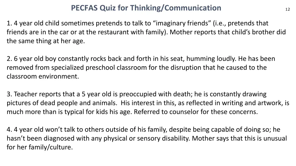 pecfas quiz for thinking communication