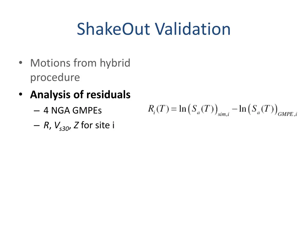 shakeout validation 1