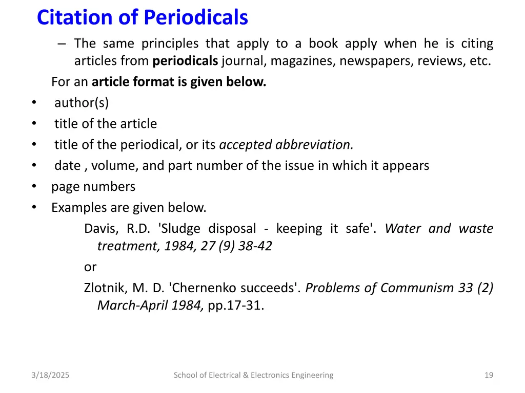 citation of periodicals the same principles that