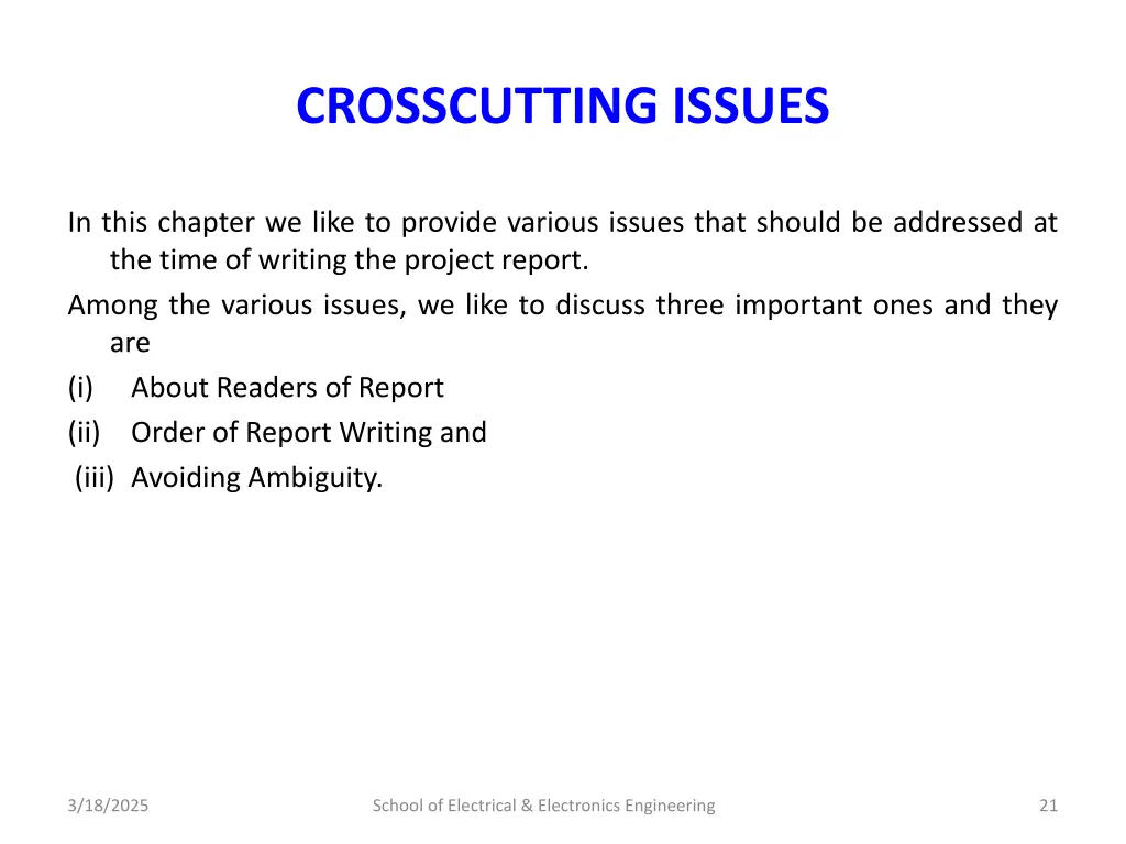 crosscutting issues