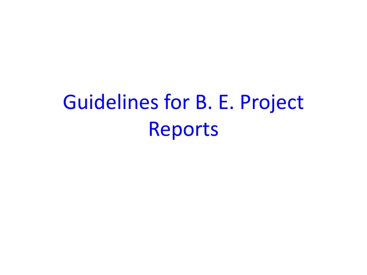 guidelines for b e project reports