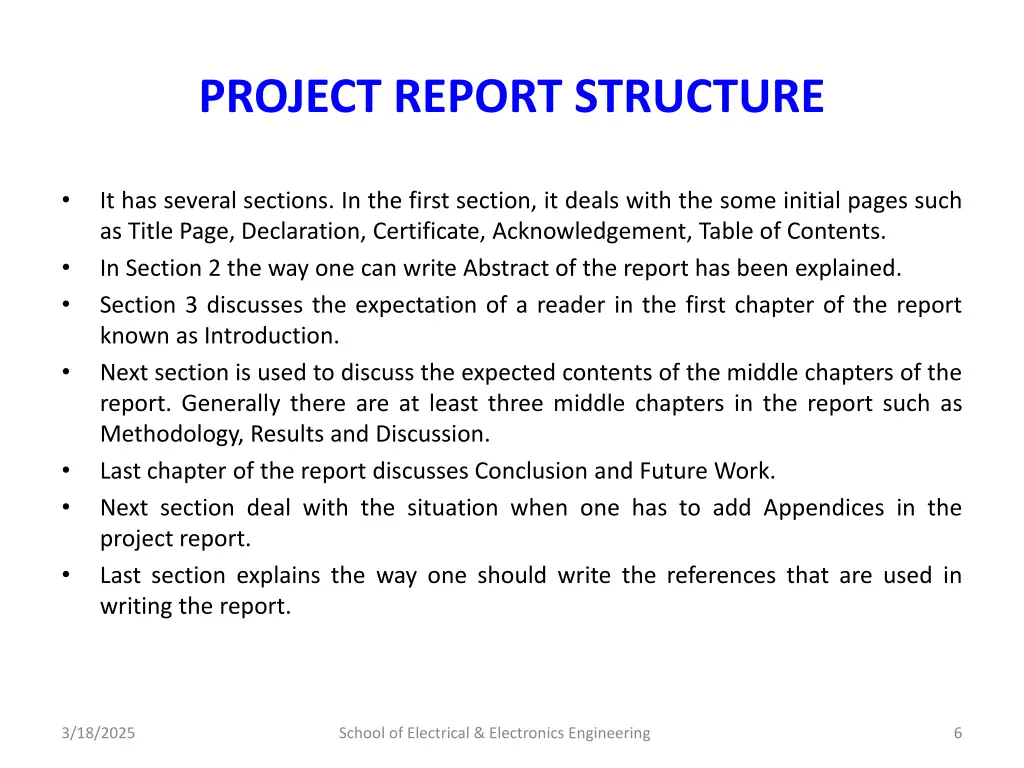 project report structure
