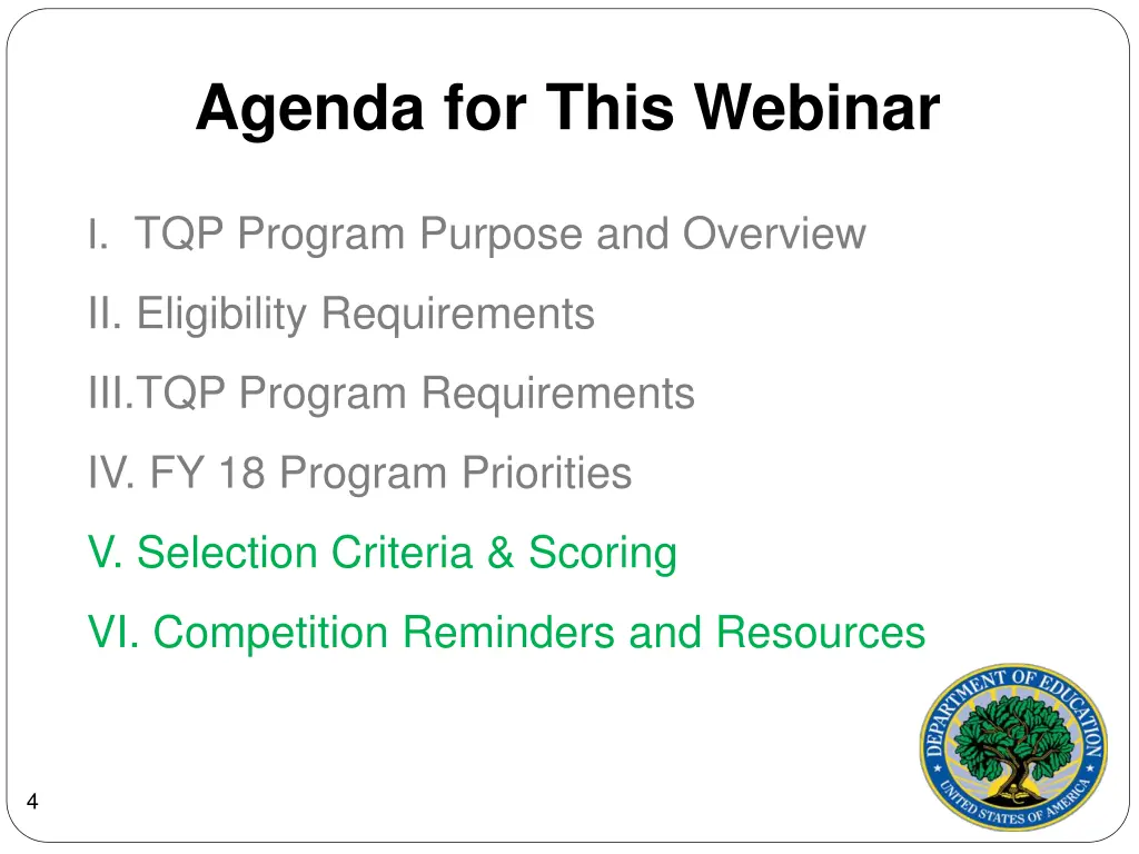 agenda for this webinar
